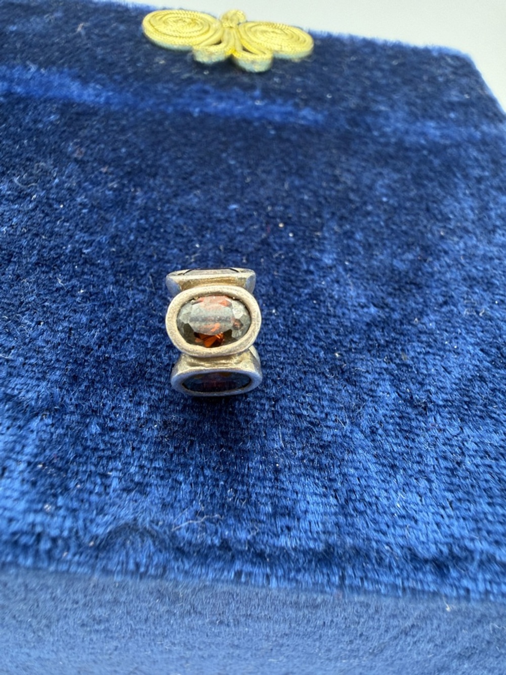 Retired Pandora 925 ALE silver brown oval lights CZ charm bead